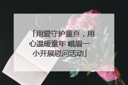 用爱守护童真，用心温暖童年 峨眉一小开展慰问活动
