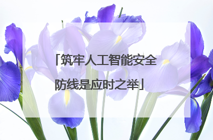 筑牢人工智能安全防线是应时之举