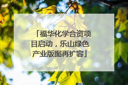 福华化学合资项目启动，乐山绿色产业版图再扩容