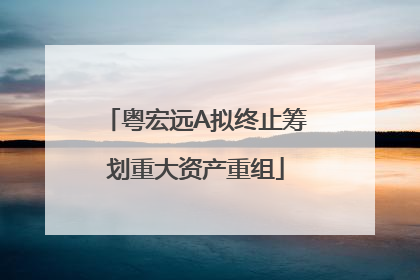 粤宏远A拟终止筹划重大资产重组