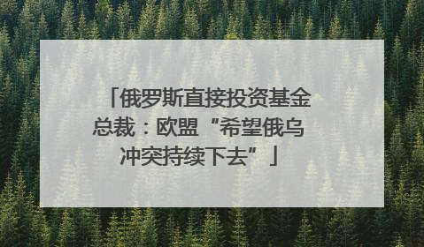 俄罗斯直接投资基金总裁：欧盟“希望俄乌冲突持续下去”