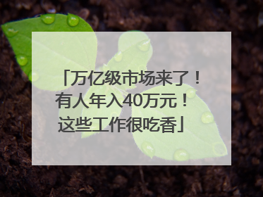 万亿级市场来了！有人年入40万元！这些工作很吃香