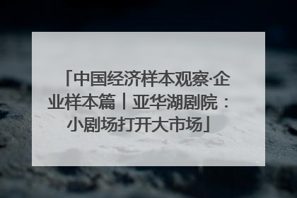 中国经济样本观察·企业样本篇︱亚华湖剧院：小剧场打开大市场
