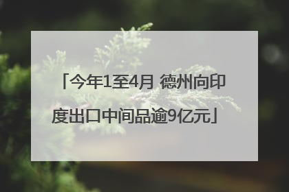 今年1至4月 德州向印度出口中间品逾9亿元