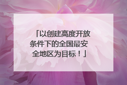 以创建高度开放条件下的全国最安全地区为目标！