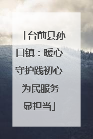台前县孙口镇：暖心守护践初心 为民服务显担当