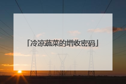 冷凉蔬菜的增收密码