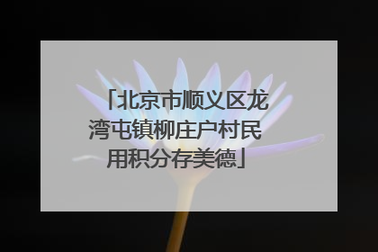 北京市顺义区龙湾屯镇柳庄户村民用积分存美德