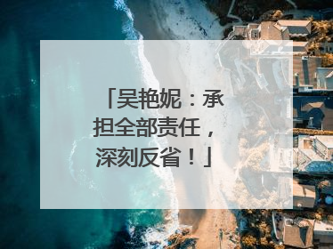 吴艳妮：承担全部责任，深刻反省！