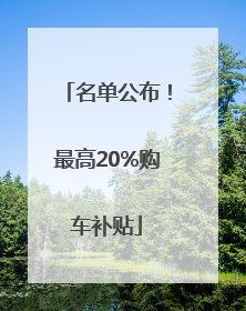 名单公布！最高20%购车补贴