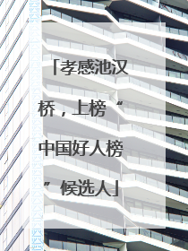 孝感池汉桥，上榜“中国好人榜”候选人