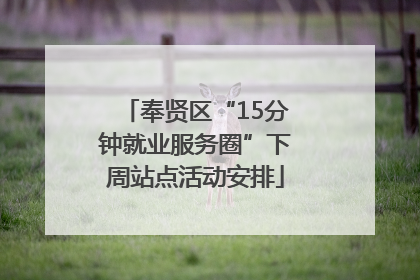 奉贤区“15分钟就业服务圈”下周站点活动安排