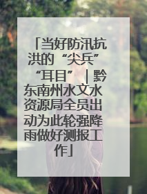 当好防汛抗洪的“尖兵”“耳目”｜黔东南州水文水资源局全员出动为此轮强降雨做好测报工作