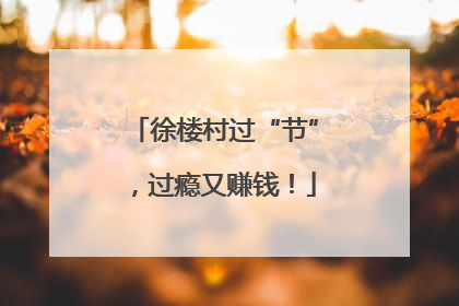 徐楼村过“节”，过瘾又赚钱！