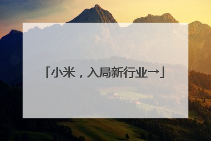 小米，入局新行业→