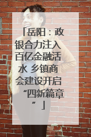 岳阳：政银合力注入百亿金融活水 乡镇商会建设开启“四新篇章”