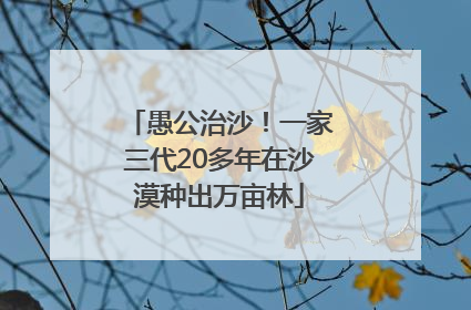 愚公治沙！一家三代20多年在沙漠种出万亩林