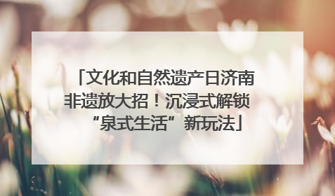 文化和自然遗产日济南非遗放大招！沉浸式解锁“泉式生活”新玩法