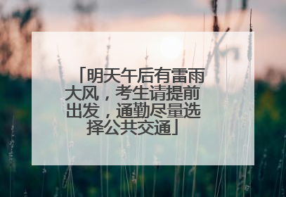 明天午后有雷雨大风，考生请提前出发，通勤尽量选择公共交通