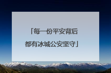 每一份平安背后 都有冰城公安坚守