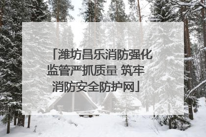 潍坊昌乐消防强化监管严抓质量 筑牢消防安全防护网