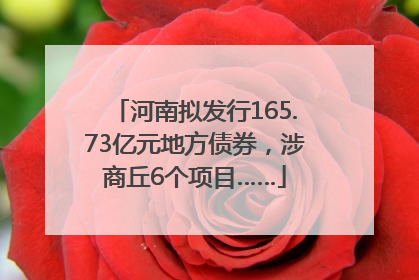 河南拟发行165.73亿元地方债券，涉商丘6个项目……