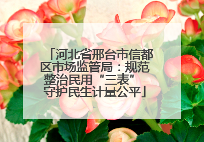 河北省邢台市信都区市场监管局：规范整治民用“三表” 守护民生计量公平