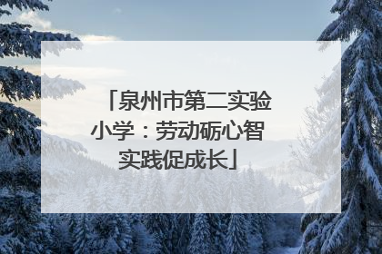 泉州市第二实验小学：劳动砺心智实践促成长