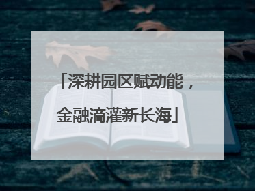 深耕园区赋动能，金融滴灌新长海