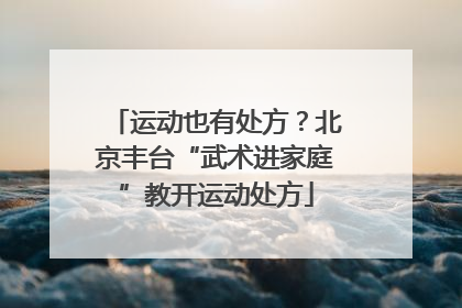 运动也有处方？北京丰台“武术进家庭”教开运动处方
