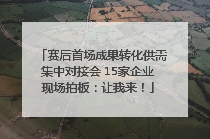 赛后首场成果转化供需集中对接会 15家企业现场拍板：让我来！