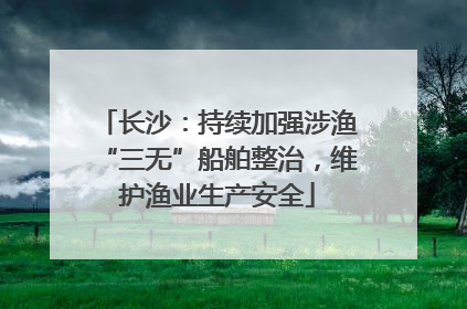 长沙：持续加强涉渔“三无”船舶整治，维护渔业生产安全
