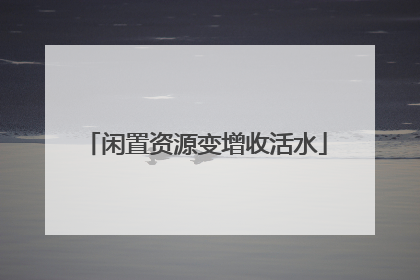 闲置资源变增收活水