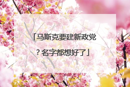 马斯克要建新政党？名字都想好了