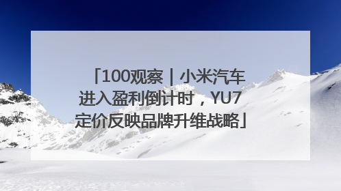 100观察｜小米汽车进入盈利倒计时，YU7定价反映品牌升维战略