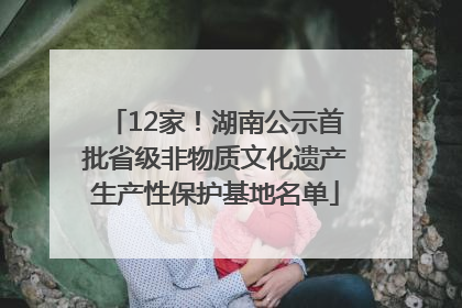 12家！湖南公示首批省级非物质文化遗产生产性保护基地名单