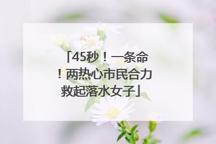 45秒！一条命！两热心市民合力救起落水女子
